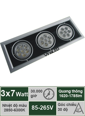 Đèn LED âm trần 3x7W VinaLED CSV-3x7W